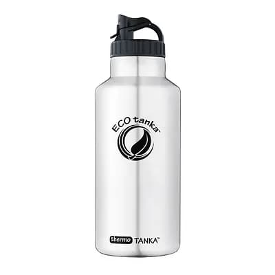 ecotanka thermoTANKA 2000 ml double-wall vacuum insulated stainless steel water bottle with Mega PP lid with carry loop and convenient spout, keeps drinks hot or cold for hours, reusable and BPA-free.