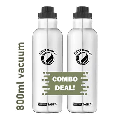 ecotanka thermoTANKA 800ml Double-Wall Vacuum Bottle with ScrewTOP Lid – Twin Pack