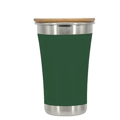 ecotanka 350ml UrbanGo Cup, vacuum insulated stainless steel cup with sleek comfortable grip, featuring eco-friendly bamboo and stainless steel lid, keeps drinks hot or cold for hours, reusable and BPA-free.